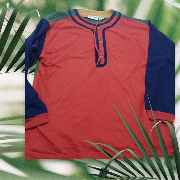 Vintage color block GITANO cotton long sleeve top